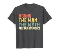 Nonno The Man The Myth The Bad Influence Vintage Italian T-Shirt, Men, Dark Heather Grey, XX-Large