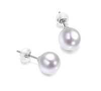 NONNYL - Pearl Earrings Birthday Wedding Anniversary for Women Wife Mother Girlfriend Grandpa on Christmas Valentine's Day Mother's Day Romantic Gifts Pearl Studs, 6-11, White Gold, Pearl