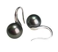 NONNYL Tahitian Freshwater Cultured Pearl Earrings Black Pearl Earrings Gift for Women Wedding Birthday Anniversary Mother's Day Valentine's Day Christmas Silver, 9-10mm, Sterling Silver, Pearl