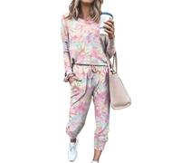nonotse Womens Tracksuit Set 2Pcs Plus Size Sports Jogging Suit Long Sleeve Sweatshirt Pullover Bottom Casual Loungewear Joggers (Pink, XL)