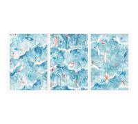 NONPAI 3 Set Blue Beach Wall Art Watercolor Beach Pictures Surfboard Posters Summer Ocean Surfing Tropical Canvas Prints For Living Room Apartment Room Decor 12x16in Unframed