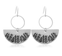 NONQL Handmade Retro Gold Minimalist Round Tree Geometric Dangle Drop Earrings Bohemian Vintage Carved Pine Tree Star Moon Dangle Drop Earrings for Women Jewelry Gifts, Metal, No Gemstone