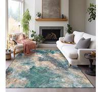 NonSlip Area Rug 80 x 200 cm Soft Large Floor Carpet for Living Room Abstract Modern Design in Green & Yellow Perfect for Hallway & Bedroom Decor