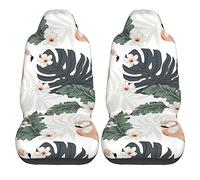 Nonslip Cars Front Seat Cover Pink Flamingo Plumeria Seat Covers Set Easy Fit Bucket Seats Cover For Most Cars, Suv, Truck, 52X138Cm