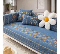 NonSlip Couch Cover Decorative Sofa Slipcover for 1/2/3/4 Seater Furniture Protector Blue Multiple Functions 90x210cm Stretchable & Easy to Install
