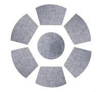 NonSlip PVC Placemats Set 7 Pcs with Unique Wedge and Round Shape, Suitable for Dining Tables, Kitchen Counters, Office Desks, and Outdoor Settings (Grey)