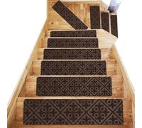 NonSlip Stair Tread Mats 76x20.3cm Absent SelfAdhesive Carpet Protectors Soft Household Stair Mats with Multiple PatternsCoffee (8 PCS)