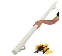 Nonslip Wooden Stair Handrail7ft/210cm Round Safety Grab Bar with Brackets for Interior Villa & BuildingDurable White Finish for Enhanced Safety and Style