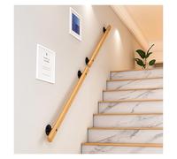Nonslip Wooden Stair Railing with Wrought Iron SupportsSafe Grip Handle Kit for Elderly Natural Finish 260cm x 130cm Ideal for Safety and Accessibility