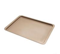 NonStick 14 inch Carbon Steel Baking Tray for Bread, Cake, Cookies with Scratch Resistant and Rust Proof Coating for Household and Commercial Baking (Gold)