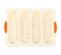 Nonstick Bakery Beige Loaf Pan Tray with French 4 Slots Baking Silicone Bread Flexible Multipurpose Bread Mold and Home Kitchen Use