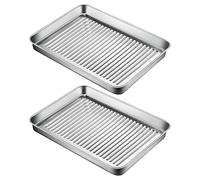 Nonstick Baking Sheets Set of 2 Stainless Steel Oven Sheet Pan Tray, WarpResistant Rectangular 10.6" 16.2" 17.3" Heavy Duty Baking Pan, Metal Baking Tray Baking Trays for Cookie(440x320mm)