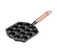 Nonstick Cast Iron Takoyaki Grill Pan 14 Holes with Detachable Handle for Home Pancake Baking