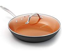 Nonstick Ceramic Copper Frying Pan: Non Stick 8 Inches Skillet With Glass Lid - Round Aluminum Saute Pan for Gas, Electric and Induction Cooktops (8 Inch)