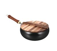Nonstick Cookware, Stir Fry Pan, Flat Bottom Scratch Resistant, Lid Equipped Cookware, No Coating Induction Compatible Pan for Stewing, Searing, Baking, Frying, Roasting, Sautéing, Asian Cooking