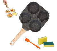 Nonstick Egg Frying Pan 4 Hole Shapes, 7.5 Inch Nonstick Breakfast Frying Pan with Anti-Scald Handle, Multi-Shapes Cooker Pot for Cooking Eggs, Burger or Bacon (Black)