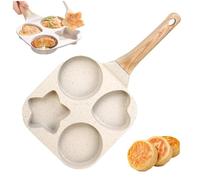 Nonstick Egg Frying Pan 4 Hole Shapes, Egg Frying Pan Nonstick Star and Heart, 4-Cup Granite Fried Breakfast Frying Pans for Cooking Eggs Burger Bacon (White)