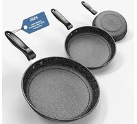 Nonstick Fry Pan Skillet Set, 26cm+28cm+30cm Cast Iron Skillet 3 Pieces Set for Cooking, Professional Frying Pans Nonstick with Stay Cool Handle, PFAS-Free, Dishwasher Safe (BV8)