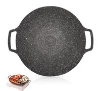 Nonstick Griddle Grill Pan,30cm/11.8inch Round Baking Stone Tray with Handle,Round BBQ Griddle,Barbecue Grill Non Stick Circular Frying Pan for Induction, Gas Stove