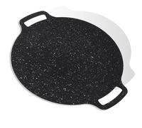 Nonstick Korean Grill Pan, Round BBQ Griddle with Handle, Indoor Outdoor Smokeless BBQ Grill Plate for Induction, Gas Stove, Electric Cooktop (32cm)