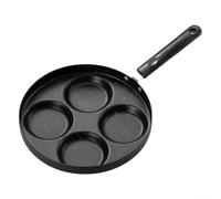Nonstick Multi Hole Egg Frying Pan 4-Cavity Omelette Maker With Heat-Resistant Handle Refined Iron Aluminum Round Heart Shape For Breakfast Gas Induction Electric Use 42x24x3cm