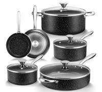 Nonstick Pots and Pans Set 10pcs, Induction hob Pan Set, Induction Compatible, Large Capacity Kitchen Cooking Pans
