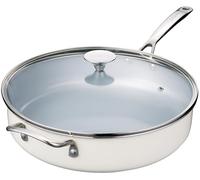 Nonstick Sauté Pan with Lid 4.7L Deep Frying Pan with Stainless Steel Helper Handle 30 cm Large Skillet Ceramic Jumbo Cooker for Healthy Cooking, Induction Compatible Cookware, PFOA Free