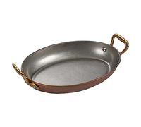 Nonstick Stainless Steel Skillet, Oval Spanish Pan with Riveted Handles, Dishwasher-Safe Cookware for Home or Restaurant, 18cm