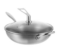 Nonstick Stainless Steel Wok Pan with Honeycomb Lid - Perfect for Home Cooking & Authentic Traditional Stir-Fry Recipes