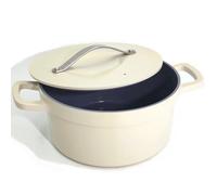 Nonstick Stockpot with Lid Soup Pot, 24cm Ceramic Coating Saucepan 5 Quart with Lid for Kitchen Pasta Pot, Aluminum Sauce Pot 5.5 Litre for Gas, Inwduction, Oven, Ivory White