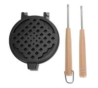 Nonstick Waffle Maker Pan Dual Sided Non Stick Removable Handle Mini Waffle Maker for Waffles Sandwich Toaster Ideal for Home Camping Aluminum Alloy