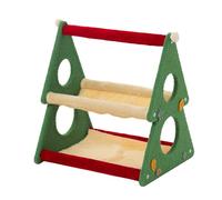Nonta 20.47“ Christmas Cat Bed, 2-Tier Festive Cat Perch for Indoor Cats, Soft Plush Triangle Cat Tree with P Boo Holes, Stable Compact Multi-Cat Cat Furniture for Holiday Home Decor