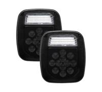 Nonuiny For Wrangler YJ TJ CJ Truck Trailer 2Pcs Universal 39LED Car Tail Light Reverse Turn Brake Light With License Plate Light(Black Shell)