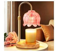 NONVJJ Candle Warmer lamp with Timer Dimmer,Electric Candle Warmer,Vintage Flower Lotus lamp,Flower Pink