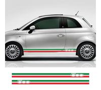 NonWoohdf 2PCS Italian Flag Auto Vinyl PVC Decals Car Door Side Stripes Skirt Decals Graphics Stickers,Fit for Fiat 500 Abarth Accessories