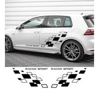 NonWoohdf Car Racing Lattices Sticker Auto Body Side Door Decor Vinyl Decal DIY Sticker,Fit for VW-POLO Golf CC GTI-R LINE-R WRC-TSI