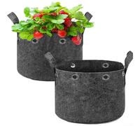 Nonwoven Fabric Grow Bags with Robust Handles Featuring Built in Metal Rings for Optimal Plant Training and Root Health (5Gallon)