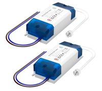 Noobibaba 12W MR16 LED Transformer, 12V DC 1A Driver, 2-Pack | 110-240V AC constant-voltage power supply with built-in bi-pin sockets for G4, GU5.3, MR16, MR11 and MR8 lighting