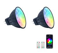 Noobibaba Bluetooth MR16 Colour Changing LED Bulbs 5W 12V for Halloween, Christmas, GU5.3 Bi-Pin Base MR16 Colour LED Bulbs, Bluetooth & Remote Control, Warm White + 15 Multicolor 2-Pack