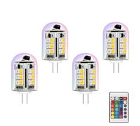 Noobibaba G4 LED Bulb Colour Changing for Christmas New Year, Warm White + 15 Multicolour, Replace 20W Halogen Bulbs, 12V 24V 3W RGB G4 LED Low Voltage Landscape Lights (4 Bulbs and 1 Remote)