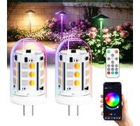Noobibaba G4 LED Bulbs 12V 3W Bluetooth RGBCW G4 LED Colour Changing 2-Pack | 16M Colours, CCT& Brightness Adjustable, 25W Halogen Equivalent, App & Remote, for Chandelier Pendant & Landscape Path Light
