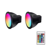 Noobibaba MR11 Color Changing for Halloween, Christmas, MR11 LED Bulb 3W 12V GU4.0 Bi-Pin Base, RGB MR-11 Color Changing Spotlight, Warm White+15 Multicolor for Landscape Lighting(2 Bulbs, 1 Remote)