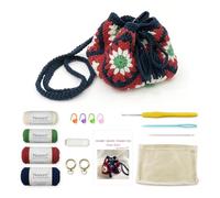 Noocro Crochet Kit Granny Square Shumai Bag, Purse, Complete DIY Kit, Detailed Instructions, Video Tutorials, for Beginners or Intermediate and Advanced Crocheters (Roma Rose)