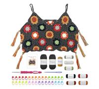 Noocro Granny Square Crochet Tank Top Kit - DIY Yarn Kit with Hook, Stitch Markers, Detailed Guide & Video Tutorial - for Intermediate or Ambitious Beginners (Dusk Glow)
