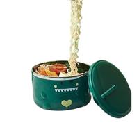 Noodle Bowl with Lid, Ramen Bowl with Handle and Lid, Stainless Steel Cartoon Dinosaur Noodle Bowl 850ml Large Noodles Bowl Soup Bowls for Home School (Green)
