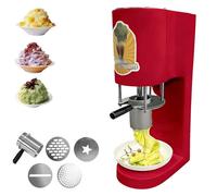 Noodle Ice Cream Press Spaghetti Gelato Maker, Professional Tabletop Extruder with 4 Creative Molds, 6S Fast Forming Performance, for Dessert Shops Home Bakery Parties(Red)