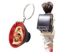 Noodle Key Chain - Realistic Miniature Food Key Ring with Handmade Details | Cute Pendant Accessories for Pasta Lovers, Unique Graduation and Birthday Gift for Men and Women, Red Bowl, Siehe