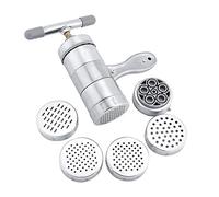 Noodle Machine-Household Manual Stainless Steel Pasta Maker Noddles Presser Making Machine with 5 Molds