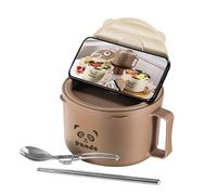 Noodle Soup Bowl, 19.5x12cm 1600ml Strainer Lid Container | 304 Stainless Steel 360g, Portable Foldable Cutlery Pasta Pot for Lunch Breakfast Snack College Office Kitchen Travel