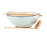 Noodle Soup Bowl with Chopstick & Ladle Spoon Ramen Udon Rice Bowl 800ml 3pc Set